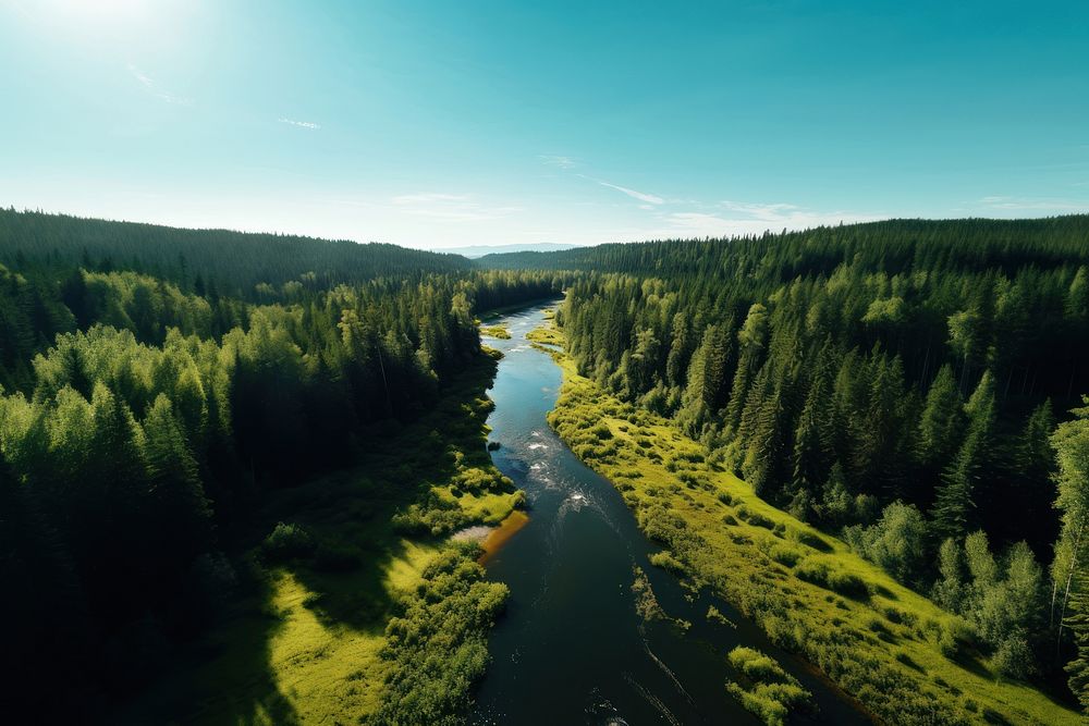 Forest river outdoors woodland. 