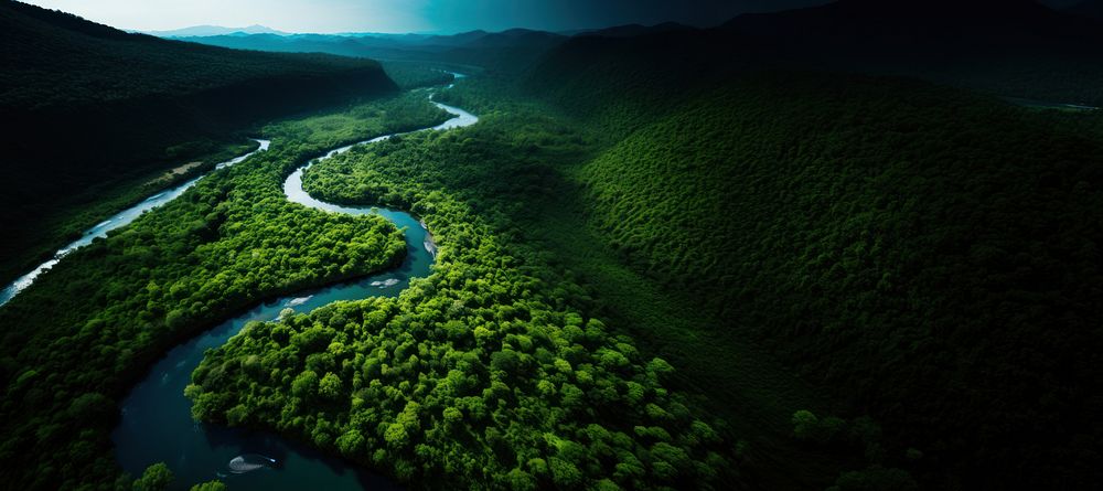 Forest river outdoors nature. AI generated Image by rawpixel.