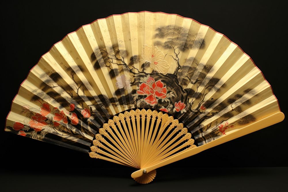 Japanese original paper hand fan art invertebrate seashell. AI generated Image by rawpixel.