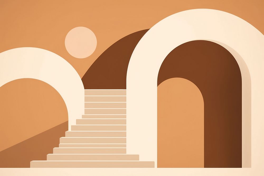 Arch architecture staircase creativity. AI generated Image by rawpixel.
