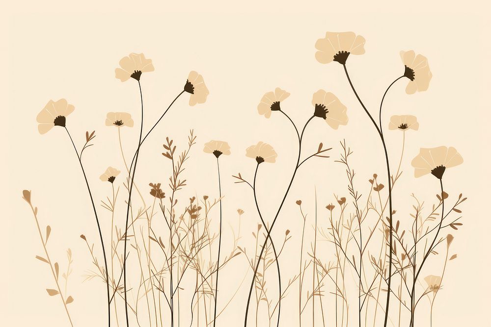 Wildflower sketch plant art. AI generated Image by rawpixel.