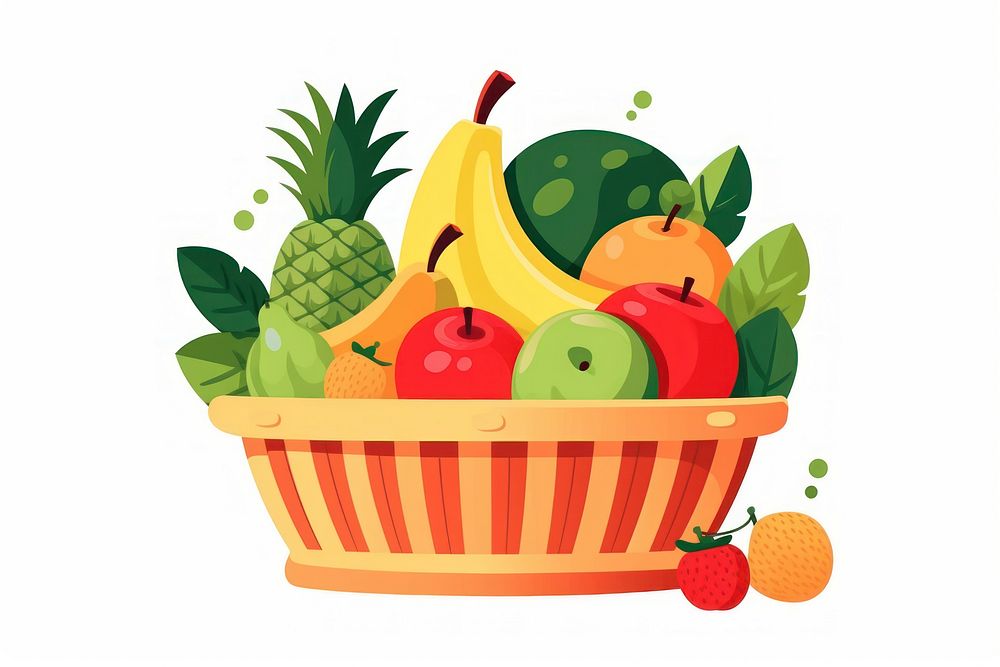 Fruit basket pineapple banana plant. AI generated Image by rawpixel.