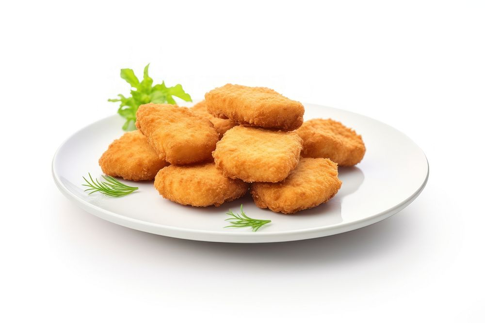 Plate fritters food white background. AI generated Image by rawpixel.