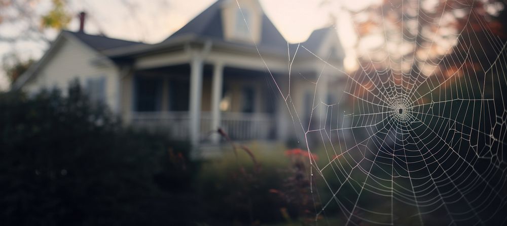 Spider web outdoors house architecture. AI generated Image by rawpixel.