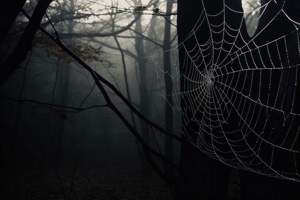 Spider web arachnid forest light. AI generated Image by rawpixel.