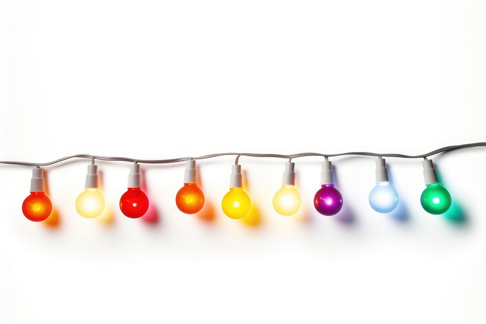 Christmas lights lightbulb lighting white background. AI generated Image by rawpixel.