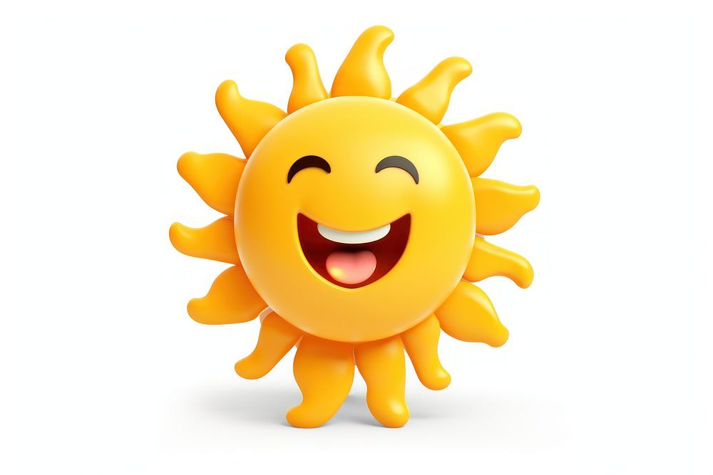 Sun white background anthropomorphic happiness. AI generated Image by rawpixel.