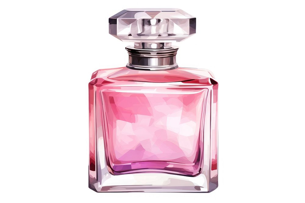 Perfume bottle cosmetics pink white background. AI generated Image by rawpixel.