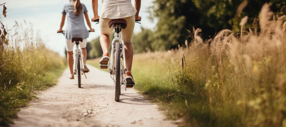 People riding bicycle. 