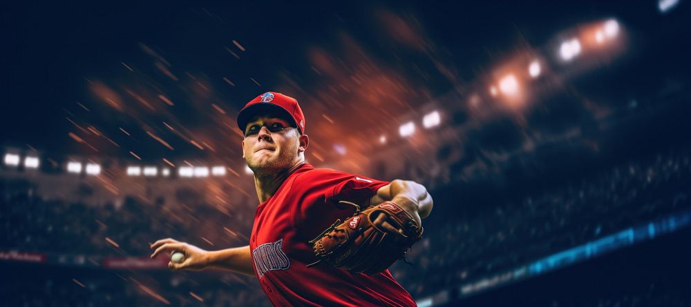 Baseball player throwing ball at stadium sport. 