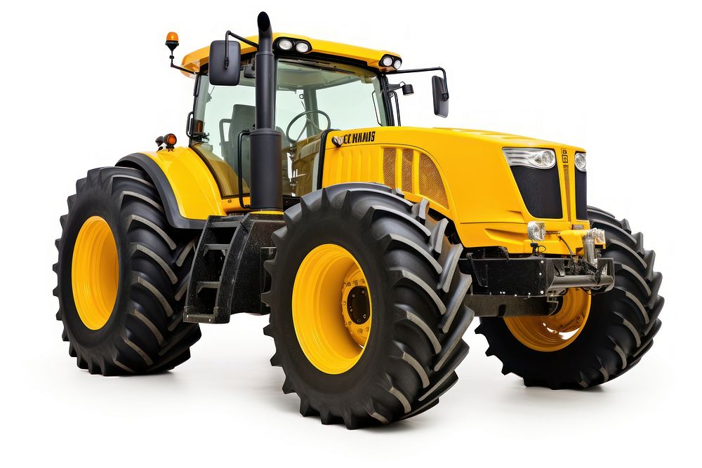 Big agricultural tractor bulldozer vehicle white background.