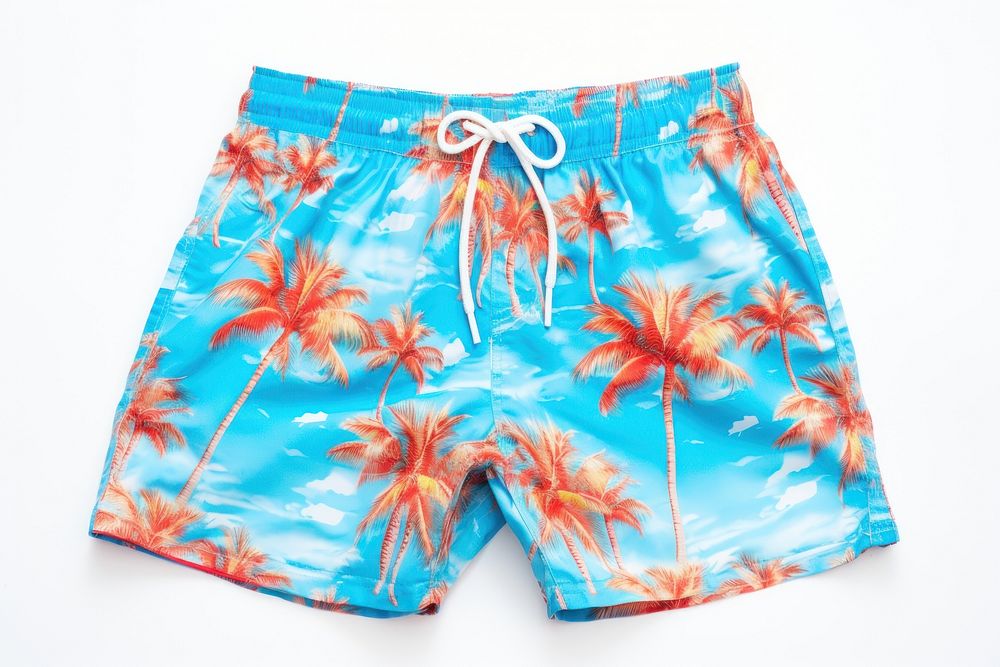 Swimming trunks white background underpants flip-flops. AI generated Image by rawpixel.