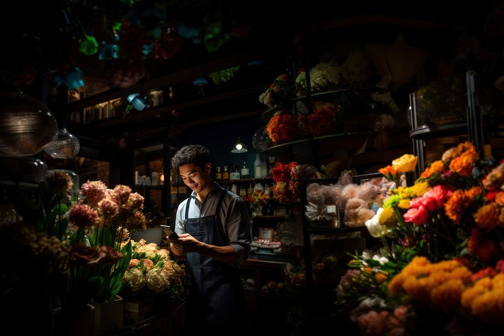 Flower shopping market adult. AI generated Image by rawpixel.