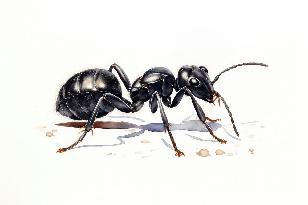 Black ant animal insect white background. AI generated Image by rawpixel.
