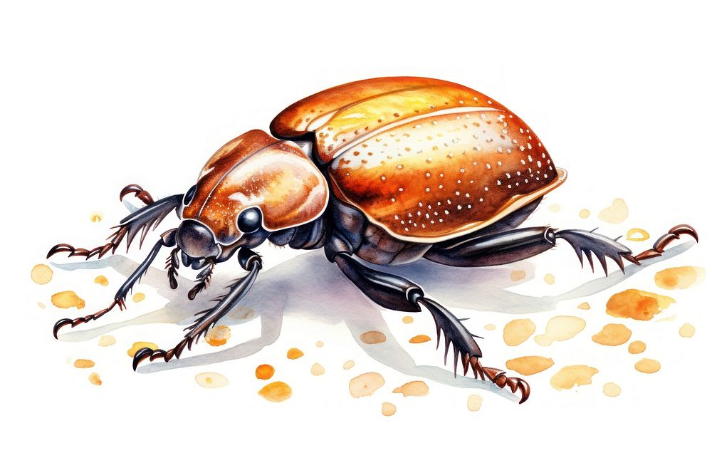Horned beetle animal insect white background. AI generated Image by rawpixel.