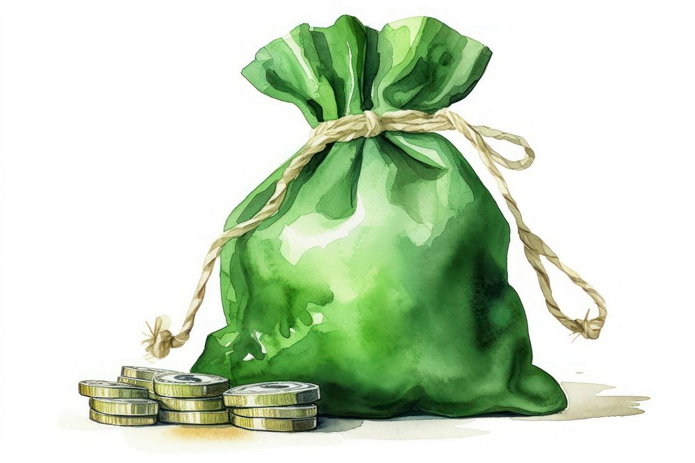Money bag green white background investment container. AI generated Image by rawpixel.