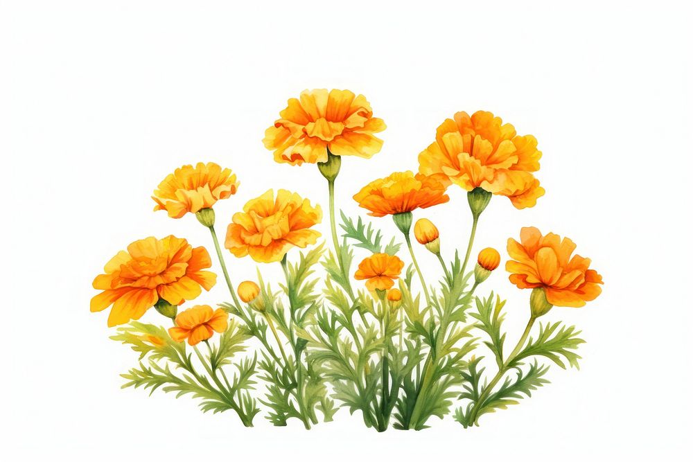 Marigold flower garden plant petal herbs. AI generated Image by rawpixel.