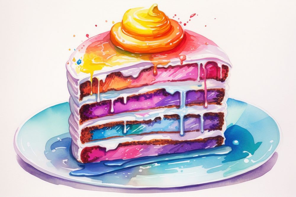 Rainbow Cake cake dessert icing. AI generated Image by rawpixel.