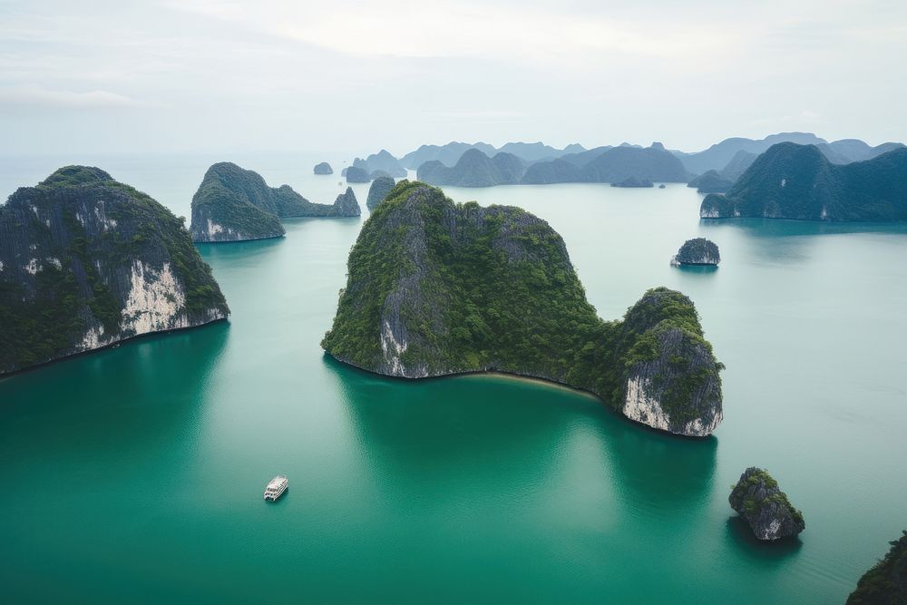 Vietnam halong bay outdoors nature coast. AI generated Image by rawpixel.