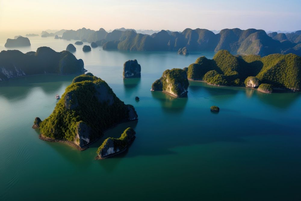 Vietnam halong bay outdoors nature coast. AI generated Image by rawpixel.