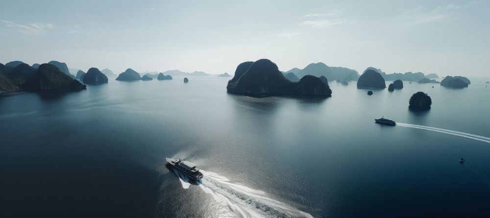 Vietnam halong bay landscape outdoors vehicle. AI generated Image by rawpixel.