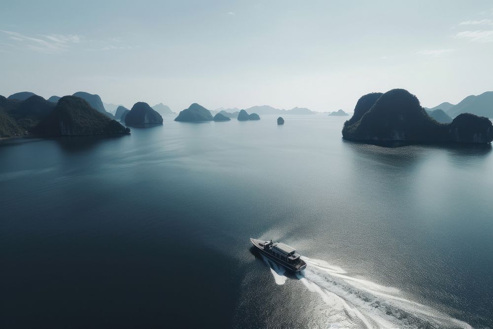 Vietnam halong bay outdoors vehicle nature. AI generated Image by rawpixel.
