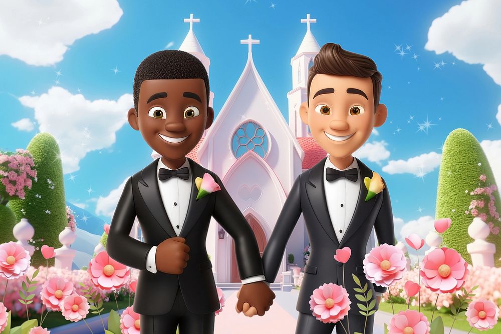 3D gay couple wedding remix