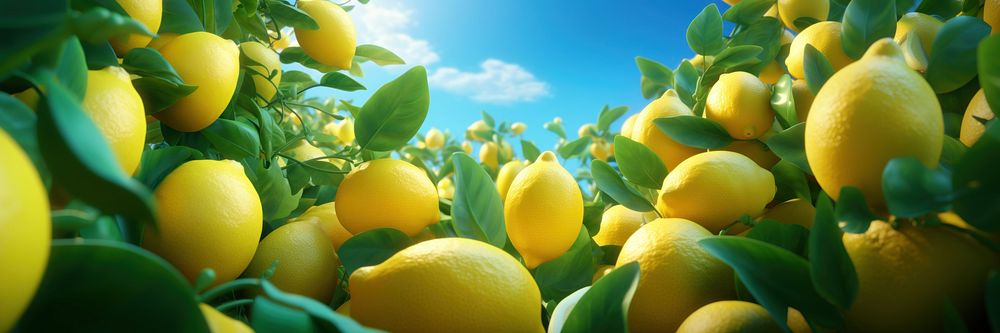 3d illustration of lemon,full background, low detail, 3d cartoon style.  