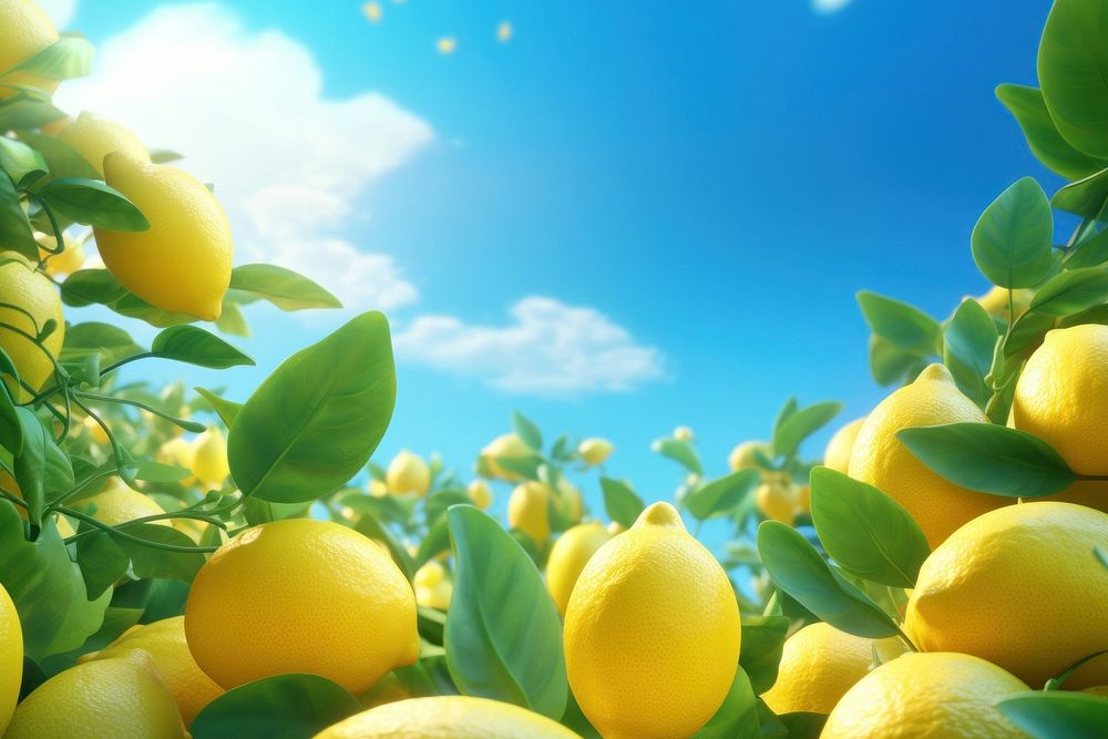 3d illustration of lemon,full background, low detail, 3d cartoon style.  