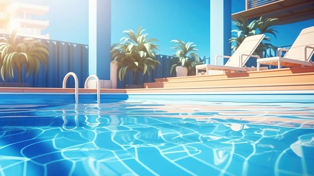 3d illustration of Swimming pool lap, background, low detail, 3d cartoon style.  