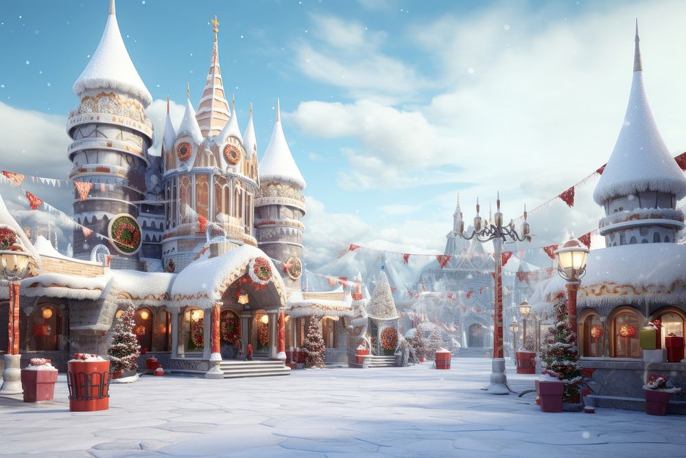 Christmas festival outdoors winter snow. AI generated Image by rawpixel.