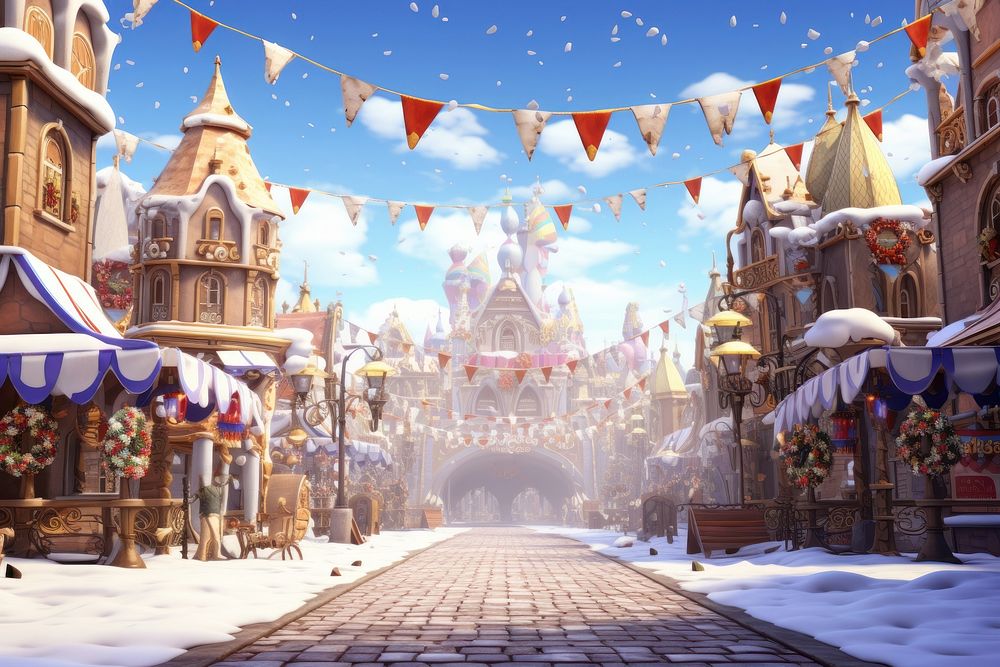 Christmas festival street city town. AI generated Image by rawpixel.