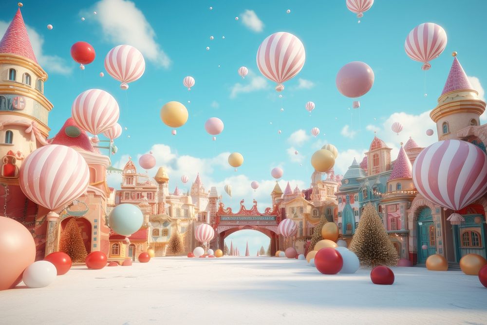 Christmas festival balloon architecture celebration. AI generated Image by rawpixel.
