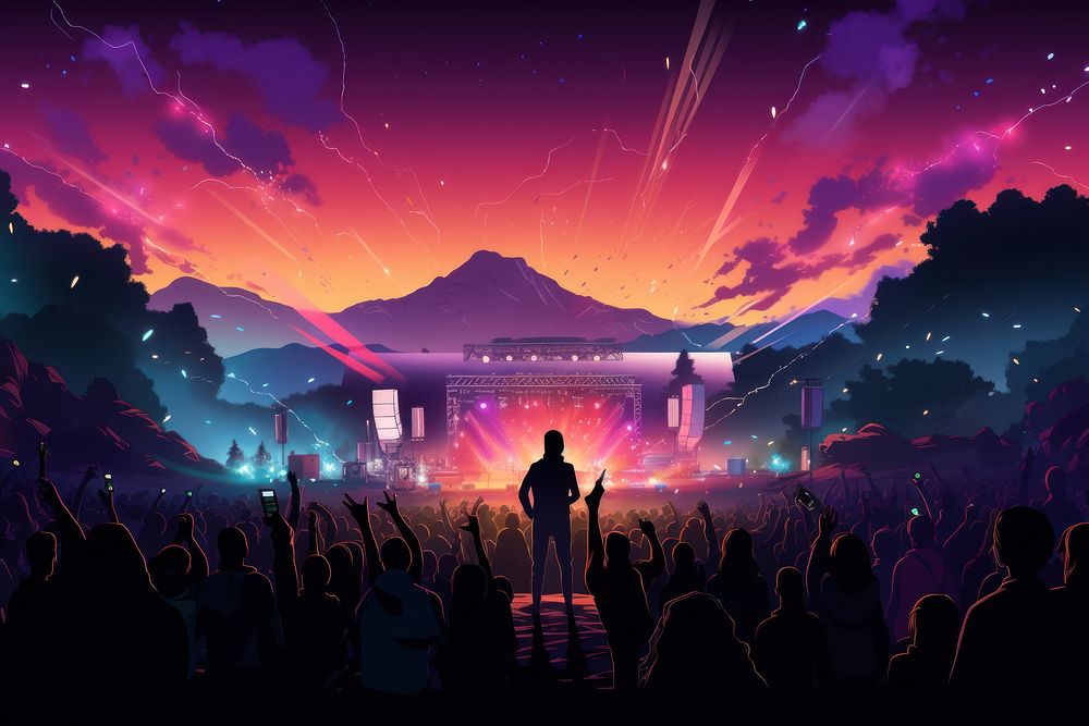 Music festival nightlife concert adult. AI generated Image by rawpixel.