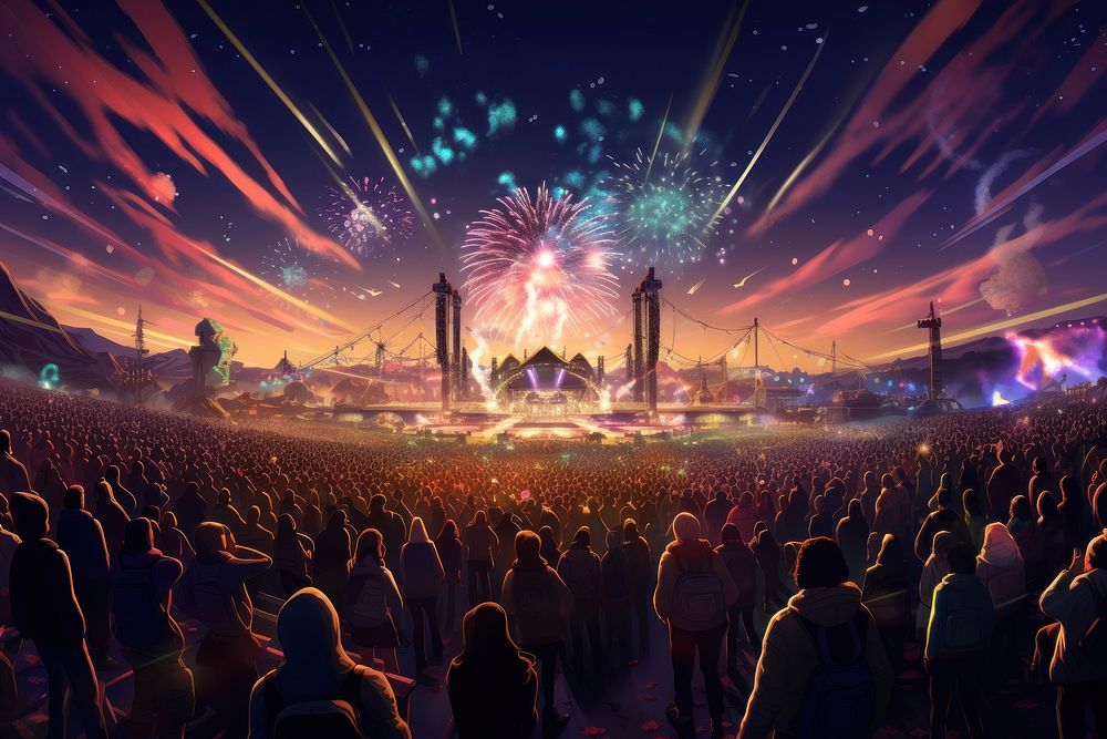 Music festival outdoors concert adult. AI generated Image by rawpixel.
