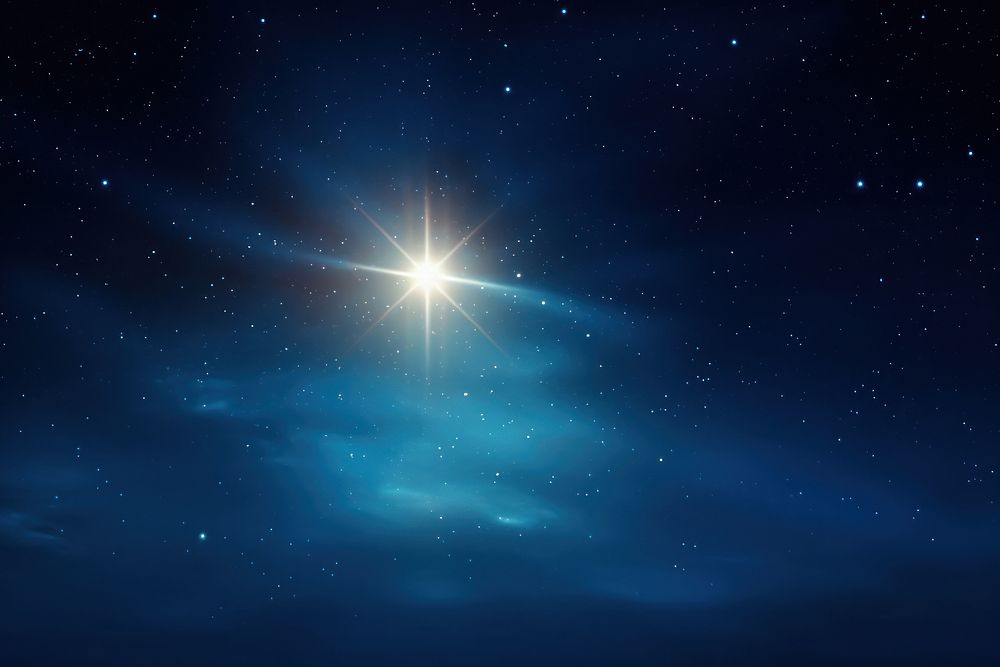 Shining star effect, dark sky, AI generated image by rawpixel