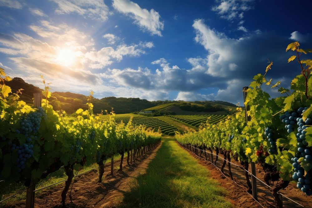Vineyard vineyard nature sky. AI generated Image by rawpixel.