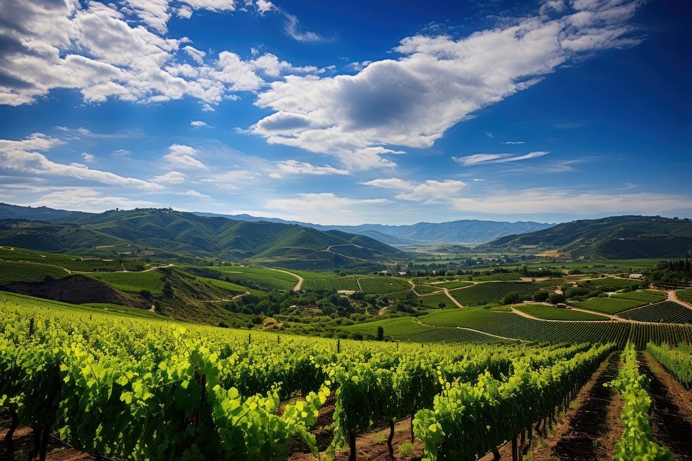 Vineyard vineyard nature sky. AI generated Image by rawpixel.
