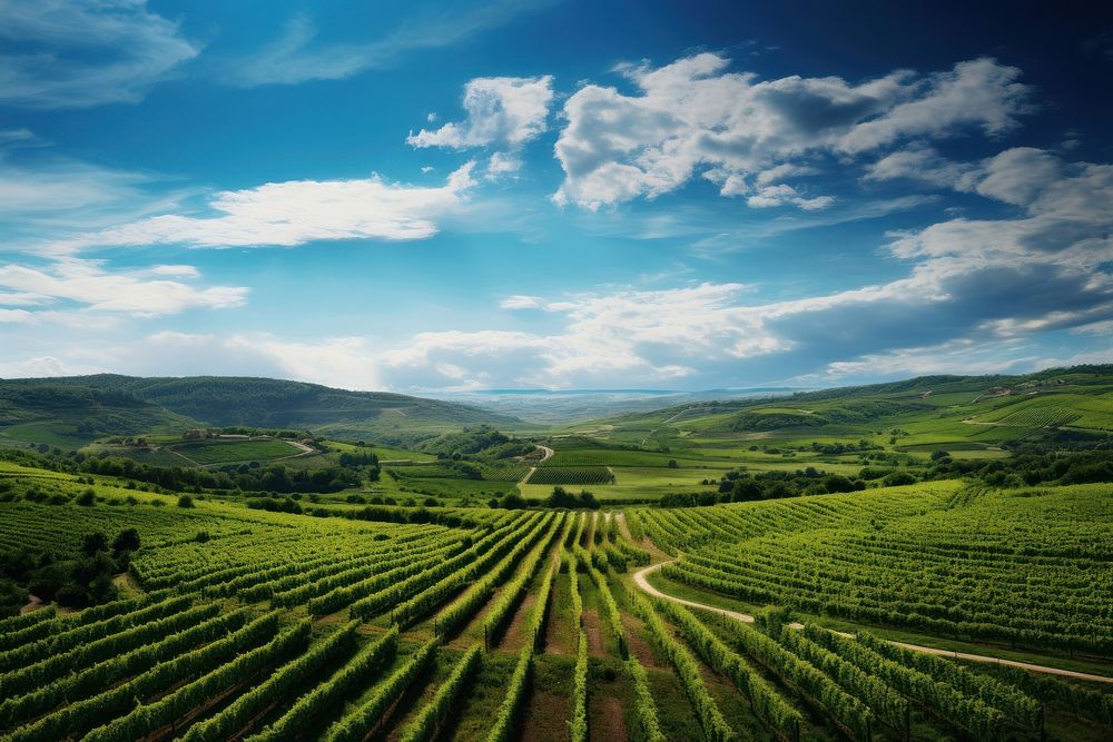 Vineyard nature sky outdoors. AI generated Image by rawpixel.