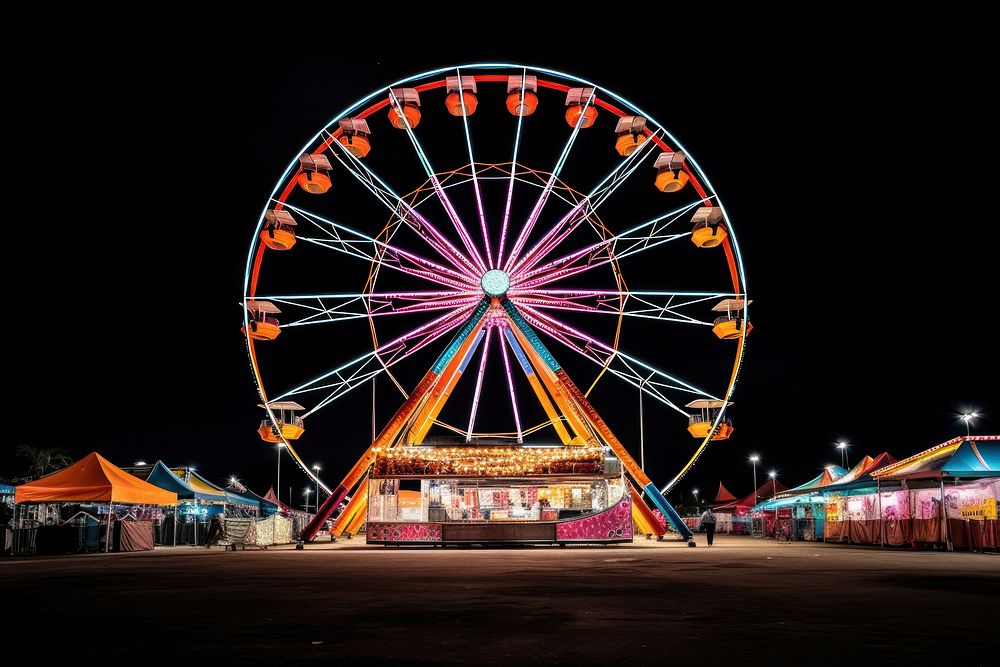 Ferris wheel fun architecture illuminated. 