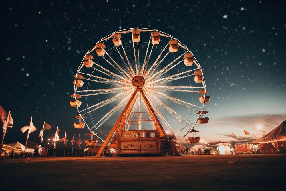 Ferris wheel outdoors nature night. AI generated Image by rawpixel.