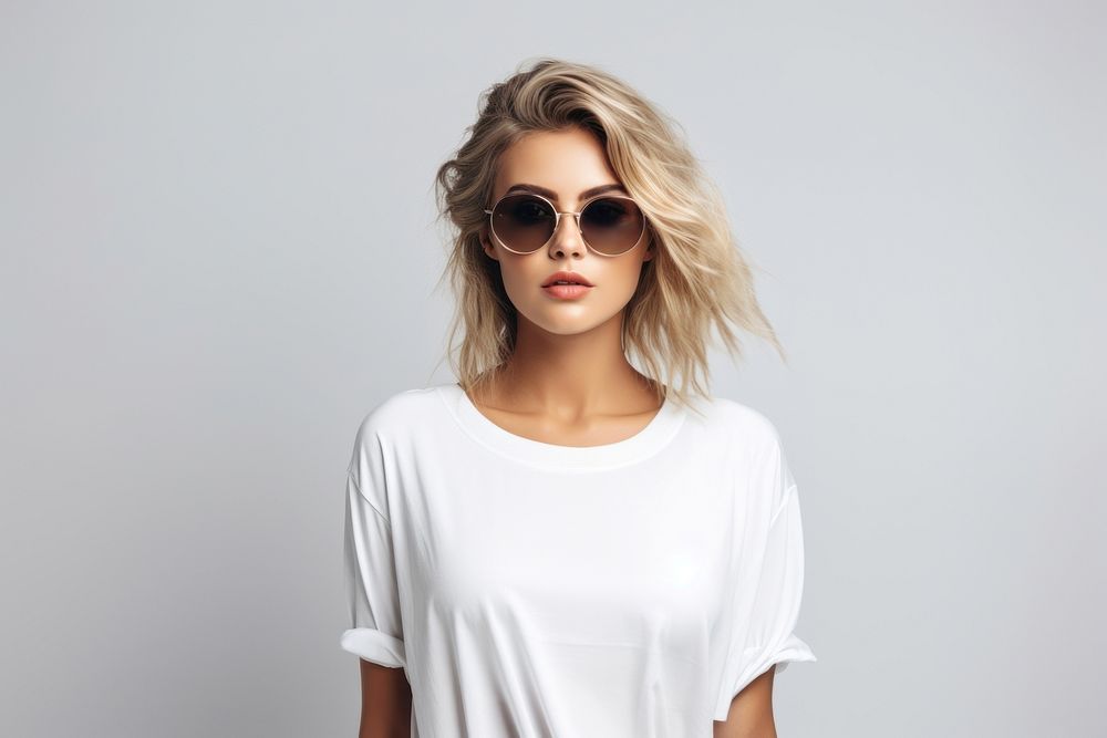 Women wear sunglasses portrait t-shirt fashion. AI generated Image by rawpixel.