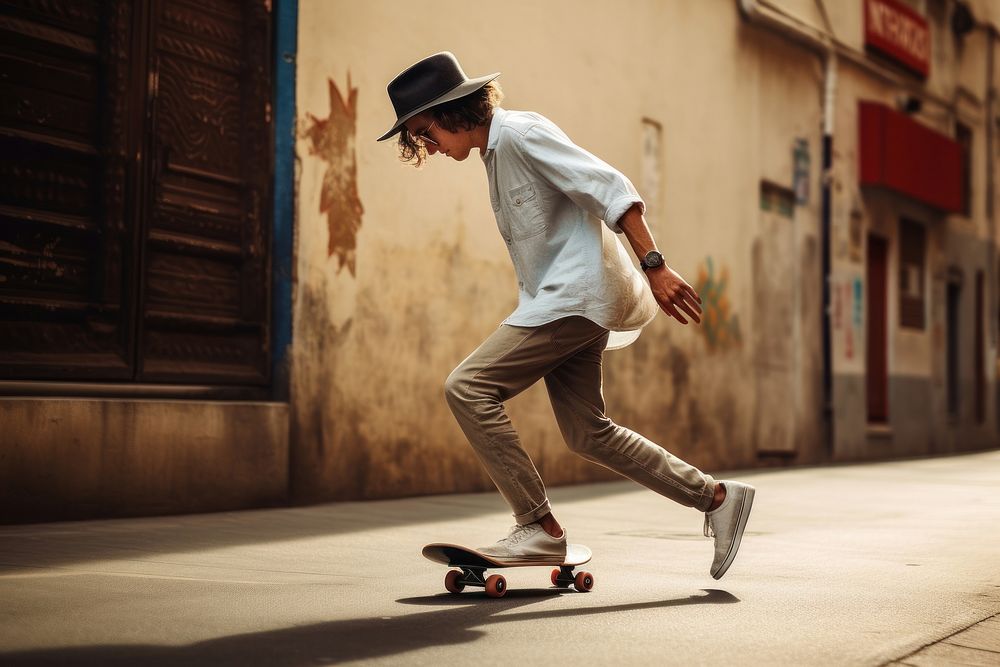 Skateboard street adult man. AI generated Image by rawpixel.