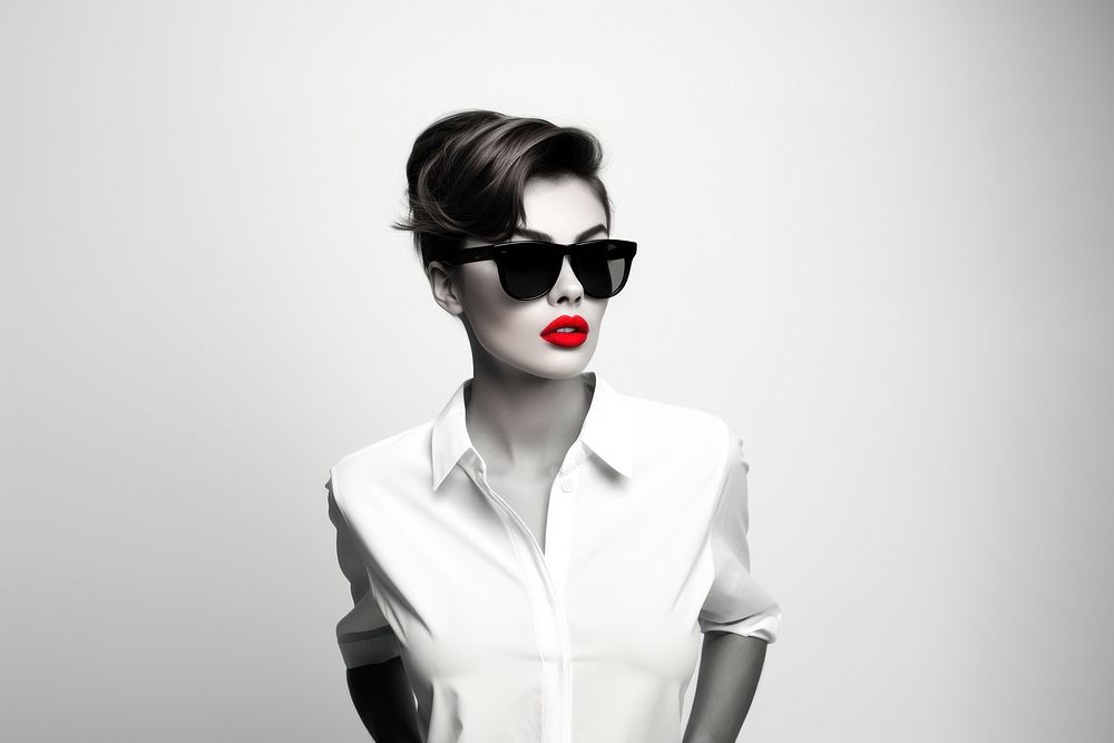 Fashion model girl sunglasses portrait lipstick. AI generated Image by rawpixel.