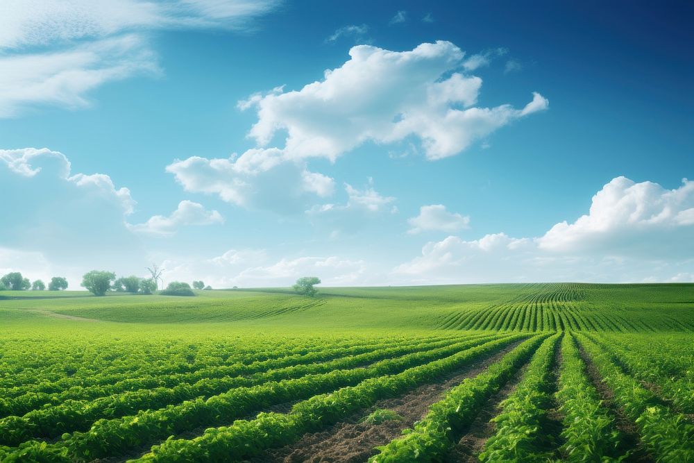 Cultivated land backgrounds landscape outdoors. AI generated Image by rawpixel.