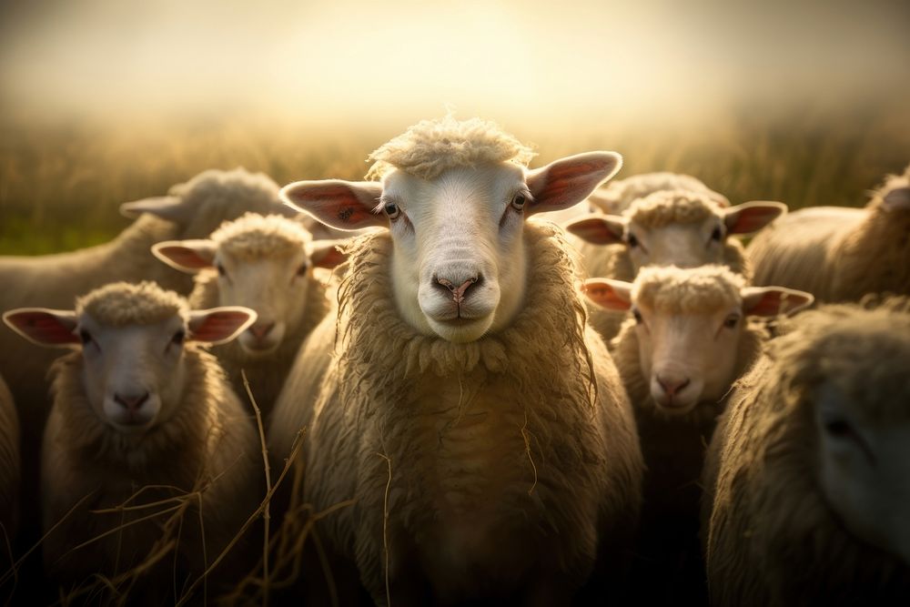 Sheep herd livestock animal. AI generated Image by rawpixel.