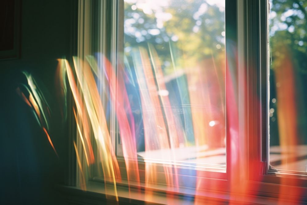 Rainbow streaks window light glass. AI generated Image by rawpixel.