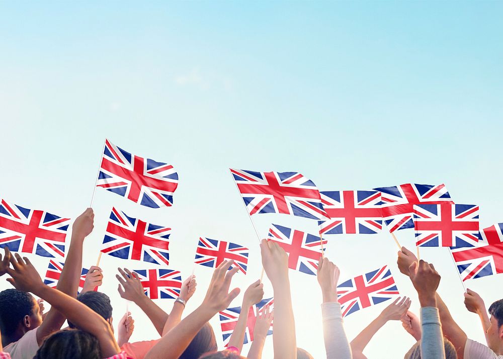 United Kingdom flag blue background