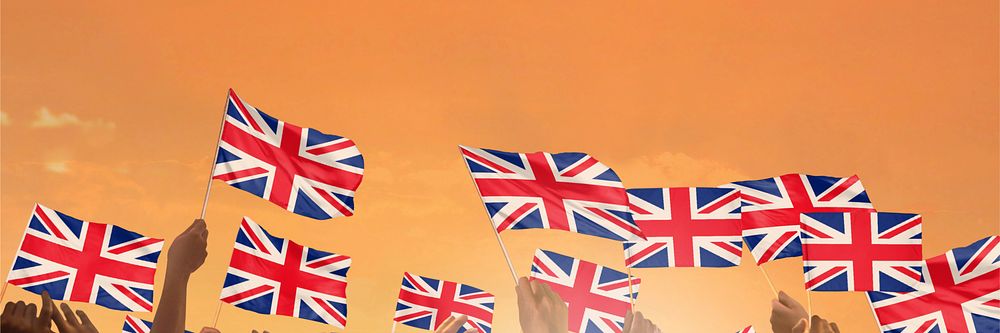 United Kingdom flag orange background