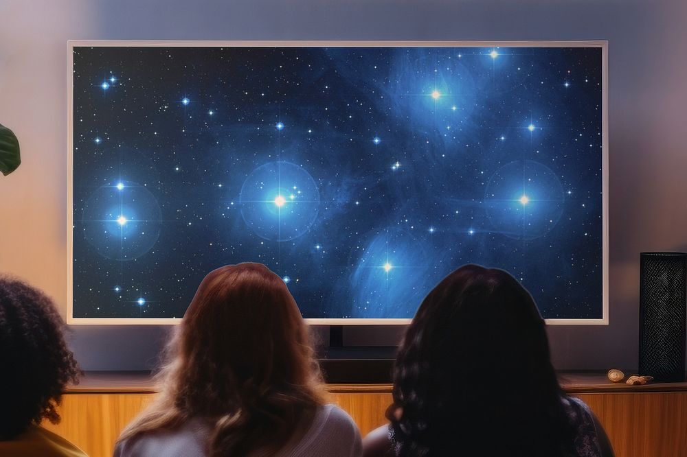 Digital billboard sign, starry sky 